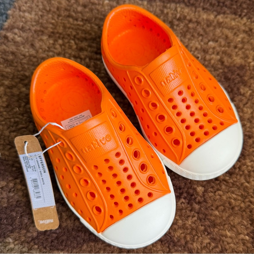 Native Jefferson Child City Orange & Shell White Slip On Shoes